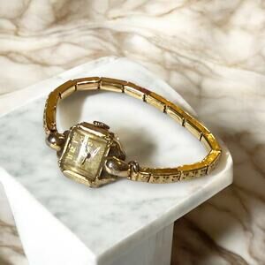 Vintage Broadway Wristwatch Womens 10 kt Yellow Rolled Gold Plate Wind WORKS